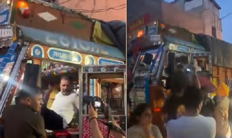 Rahul Gandhi boarded a truck from Delhi