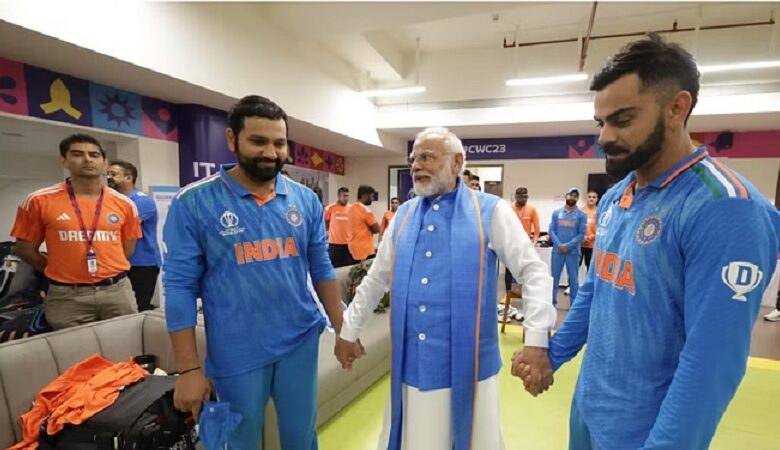 PM Modi in the dressing room of Team India