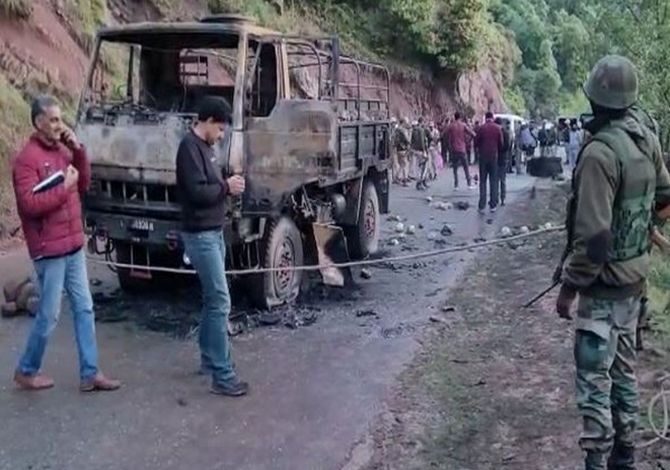 five soldiers were martyred in terrorist attack yesterday in Poonch