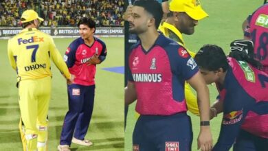 Photo of सिर झुकाया, पैर छूकर लिया आशीर्वाद; सूर्यवंशी व धोनी की मुलाकात का Video वायरल